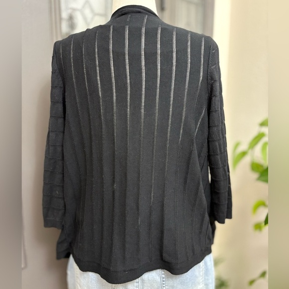 Additions by Chico’s Black Open Front Tassel Cardigan | Size Medium - Picture 3 of 6